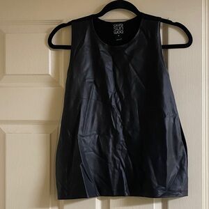 CLARA SUNWOO Black Faux Leather Tank Top
